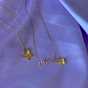 NECKLACE SET - Custom Name + Butterfly