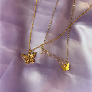 NECKLACE SET - Custom Name + Butterfly
