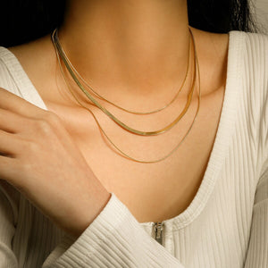 Necklace - 3-layer Snake Chain 14K Gold Plated (PREORDER)